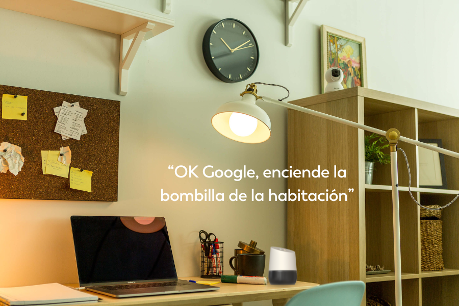 control de bombilla inteligente habitación con google home