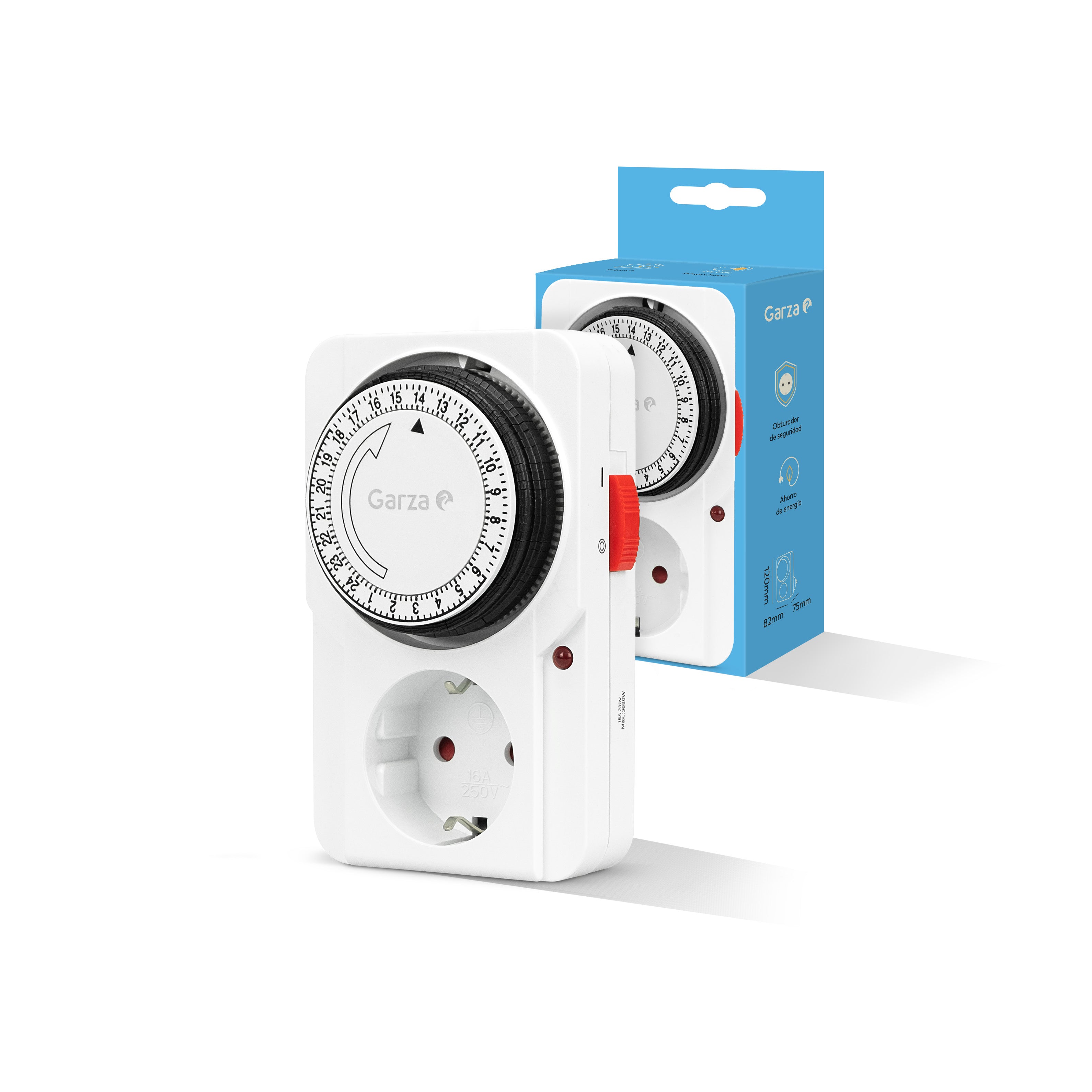 Temporizador Analógico 24 horas de interior para 1 toma con interruptor