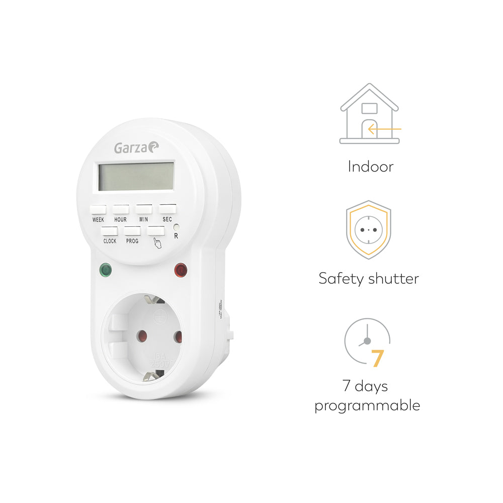 Enchufe Temporizador Programador Digital 24 horas/7días de interior, 1 ud