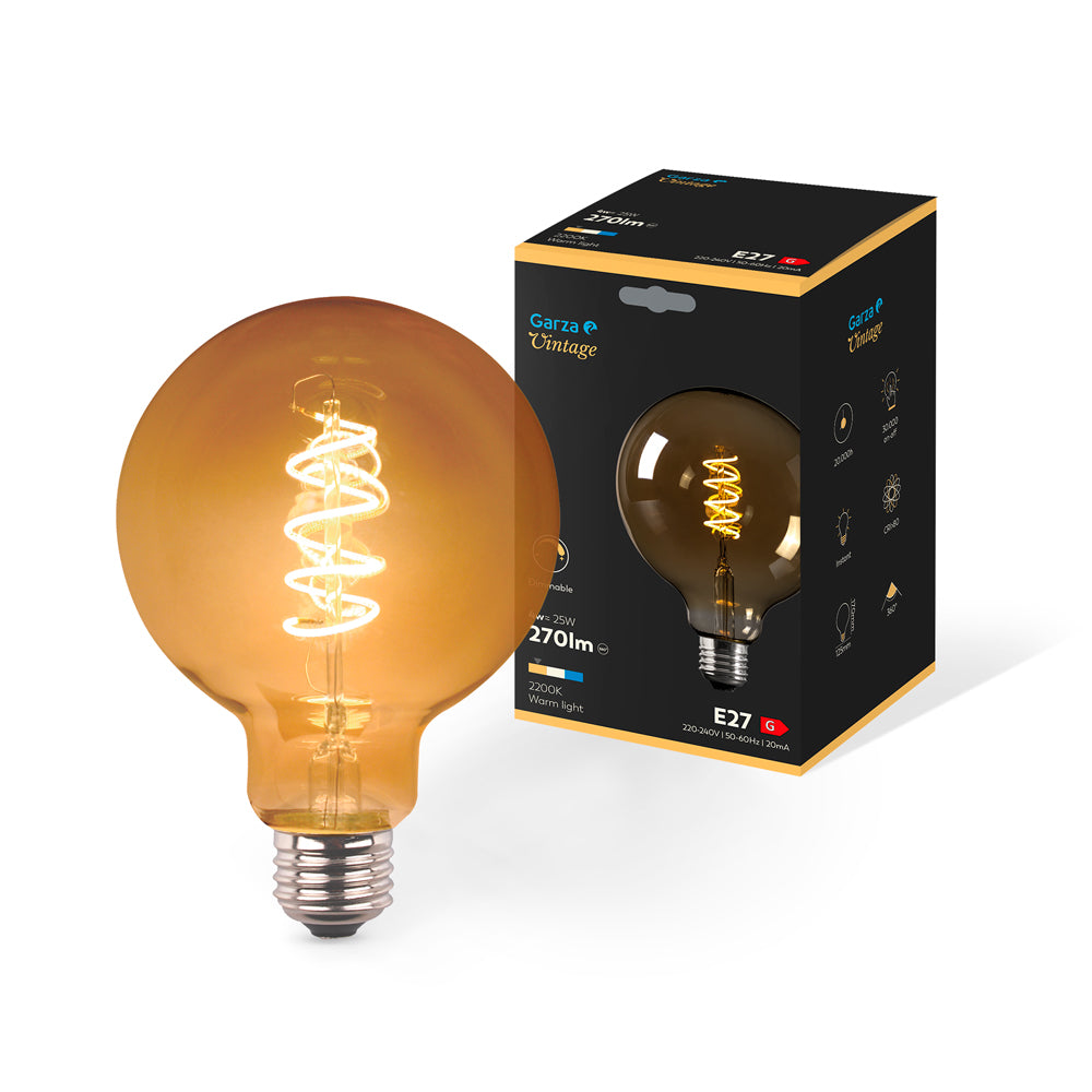Bombilla Led Vintage Globo de Filamento Espiral, 3 W ( 20 W de incandescencia), Luz cálida 2700K