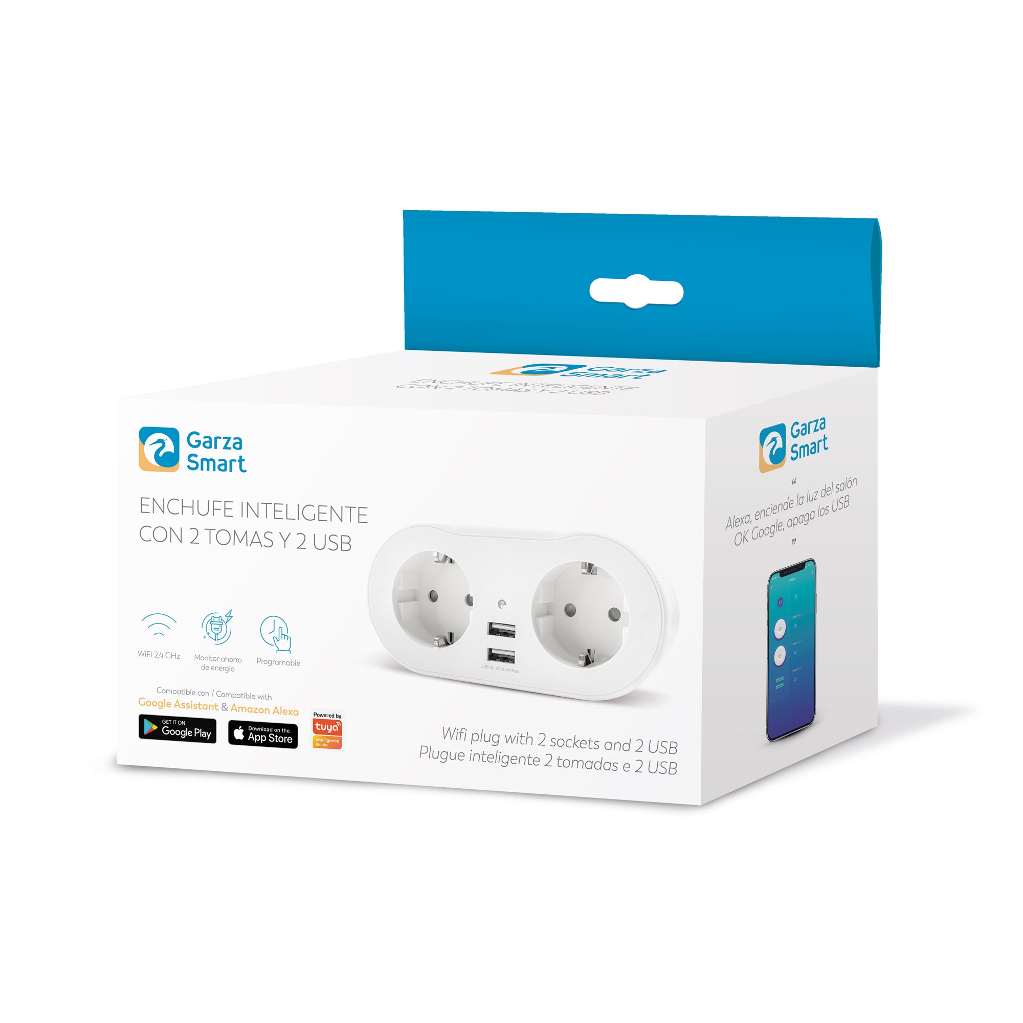Enchufe Doble Wifi, Con 2 Tomas Y 2 Puertos Usb (1)
