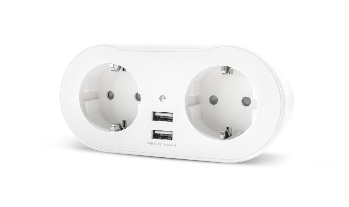 Enchufe Doble Wifi, Con 2 Tomas Y 2 Puertos Usb