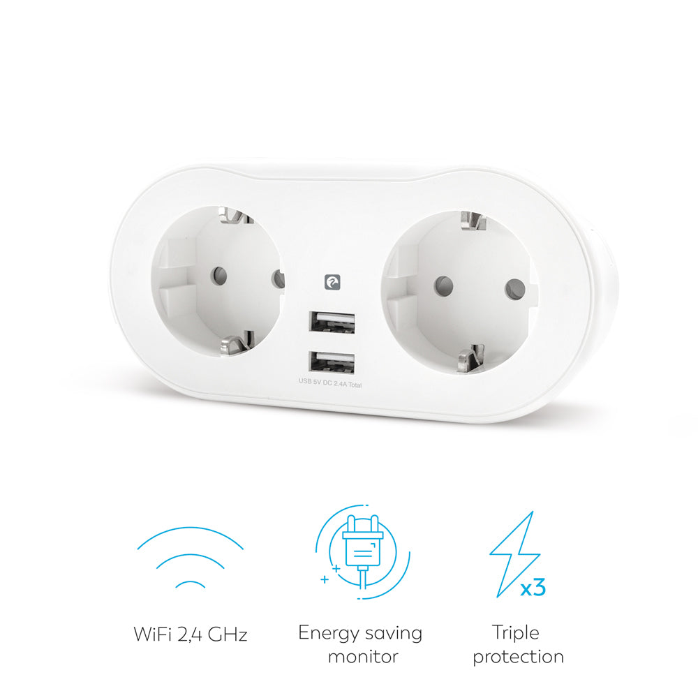 Enchufe Doble Wifi, Con 2 Tomas Y 2 Puertos Usb (3)