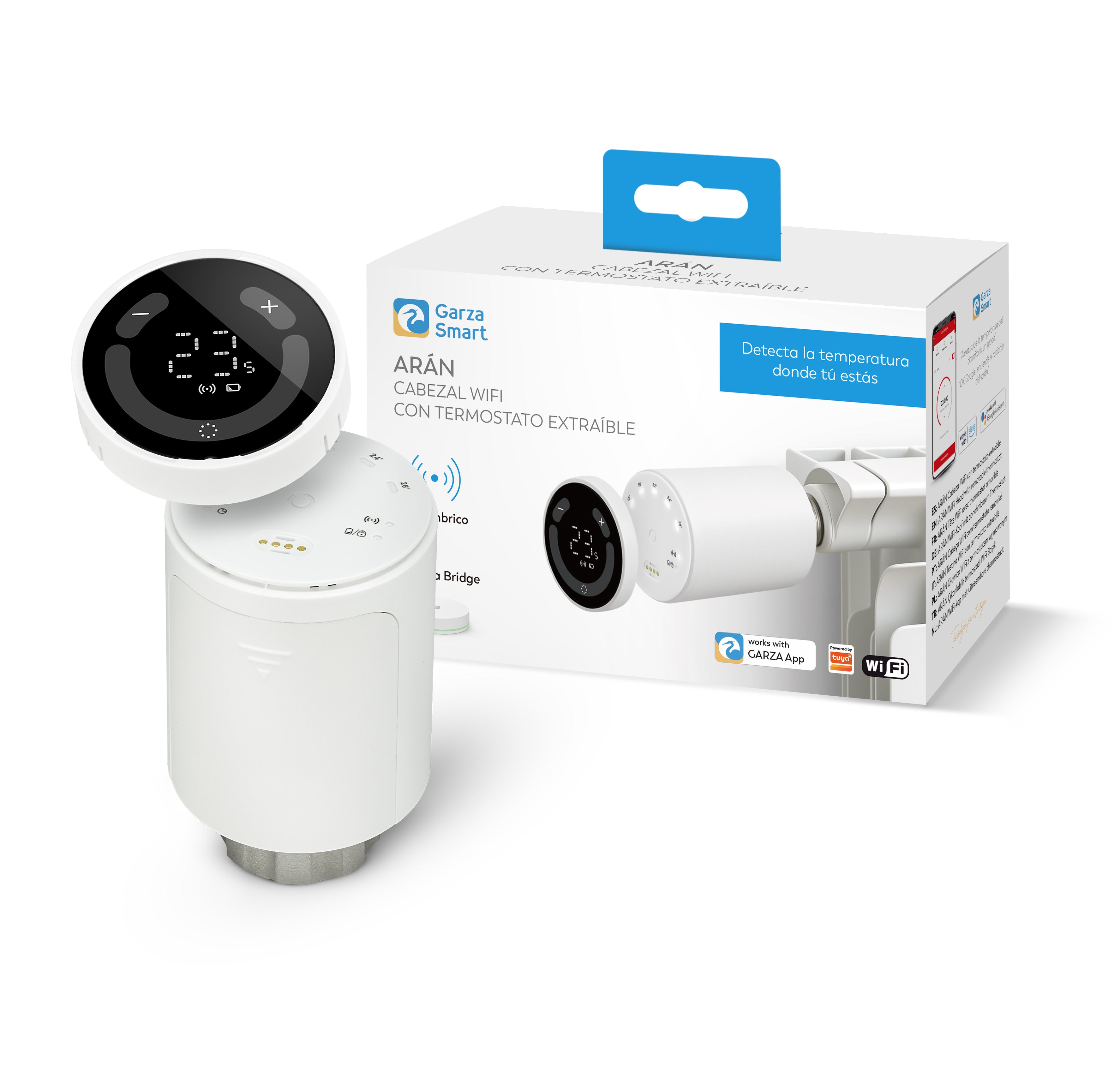Cabezal wifi Arán con termostato extraible para calefacción central. Accesorio compatible con el Kit de inicio.