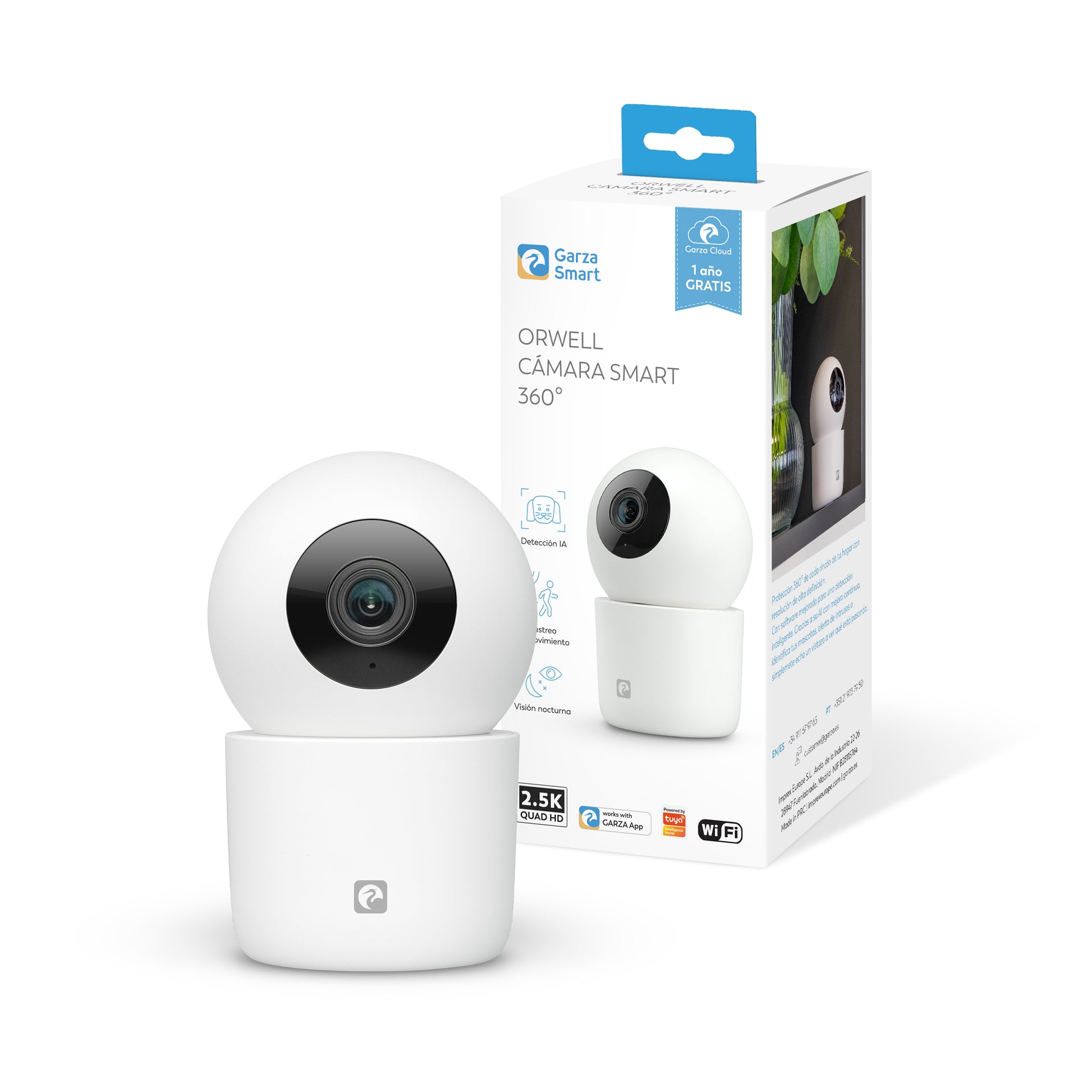 Orwell - Cámara Wifi Dual Band Interior 360º 1440P QHD Blanco