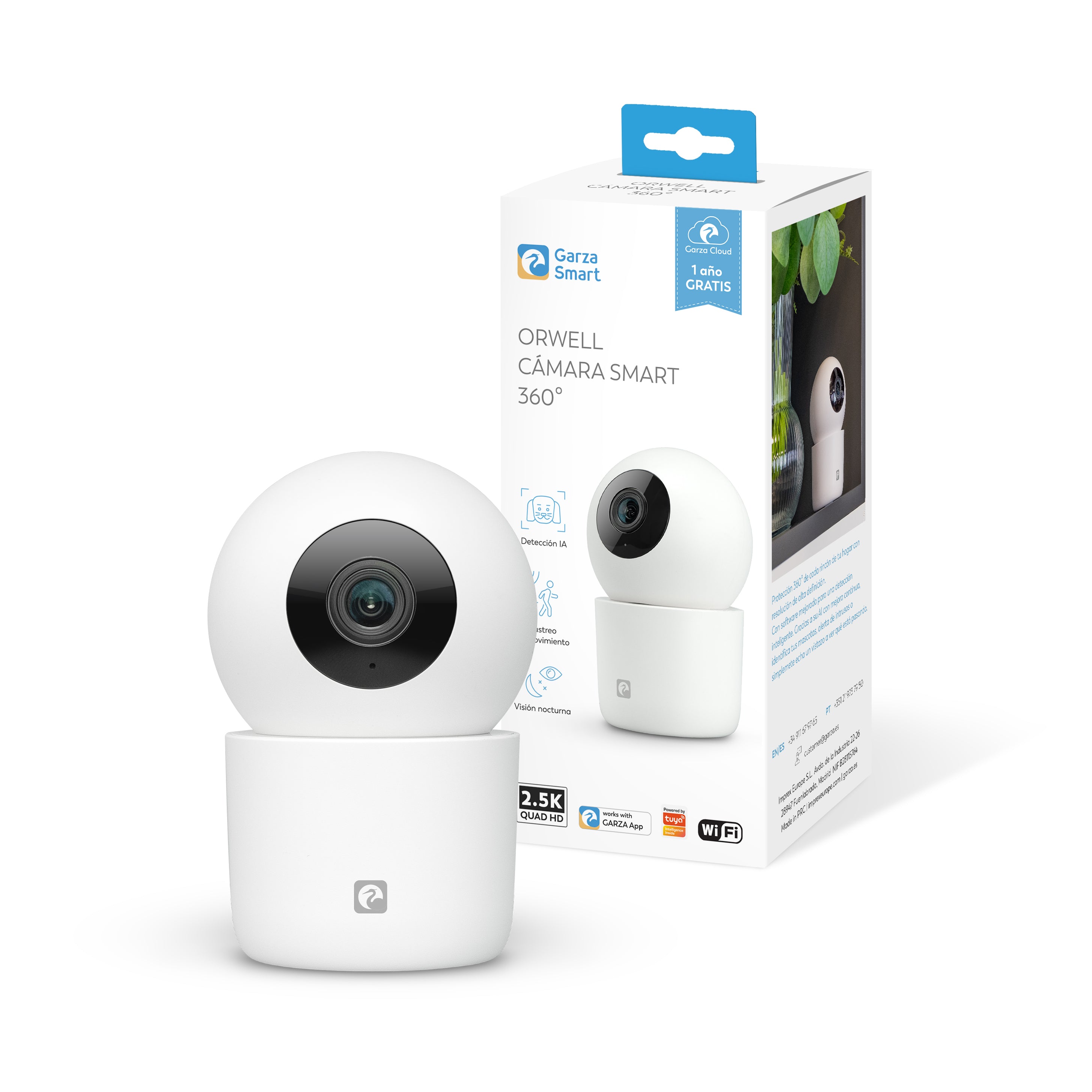 Orwell - Cámara Wifi Dual Band Interior 360º 1440P QHD Blanco