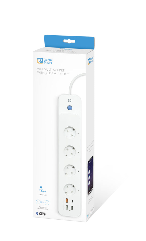 Regleta Wifi Con Interruptor, 4 Tomas + 2 Usb A, Usb C Y Usb 3.0 Carga Rápida
