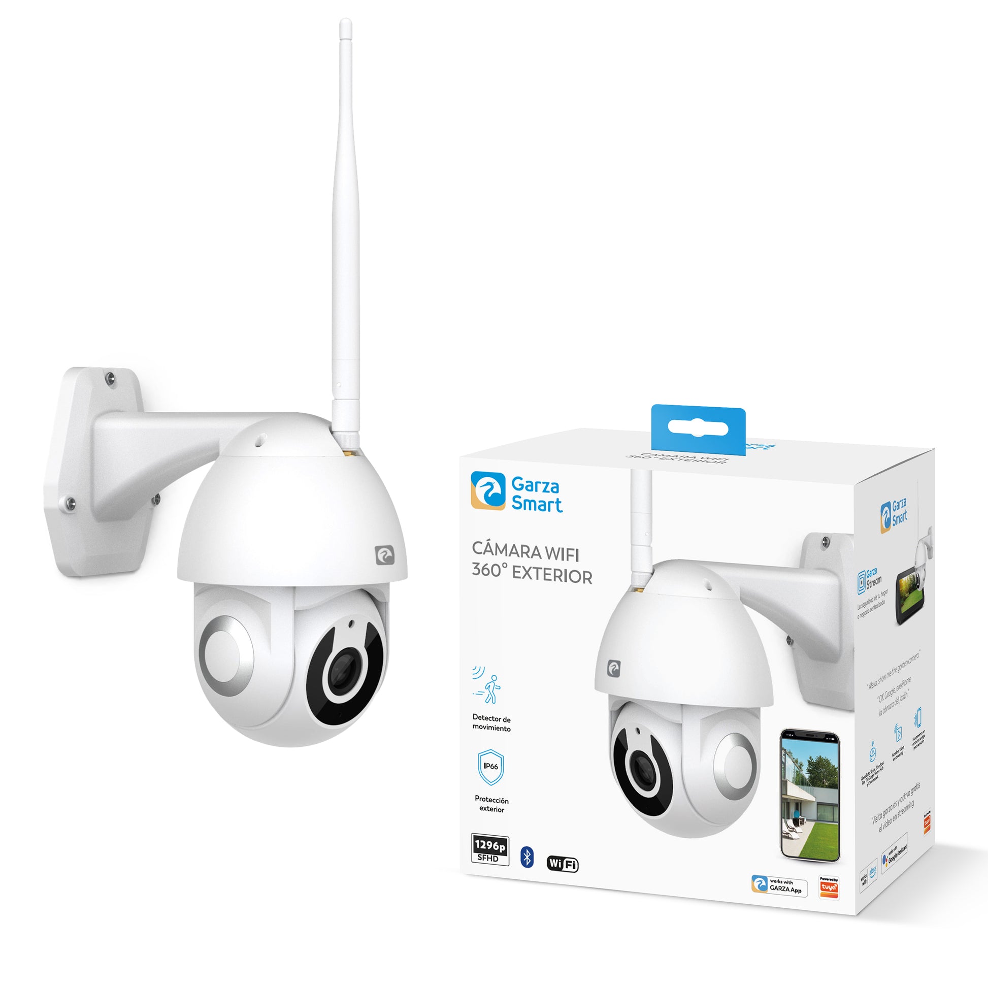 Smarthome - Cámara Wifi de exterior 360º 1080p HD, Impermeable y con Visión Nocturna y Detección de Movimiento