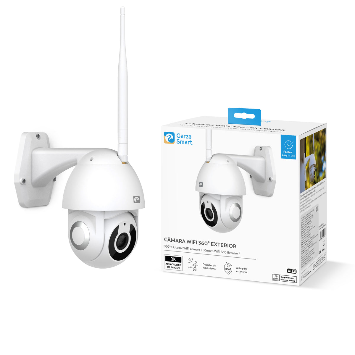 Smarthome - Cámara Wifi de exterior 360º 1296p HD, Impermeable y con Visión Nocturna y Detección de Movimiento