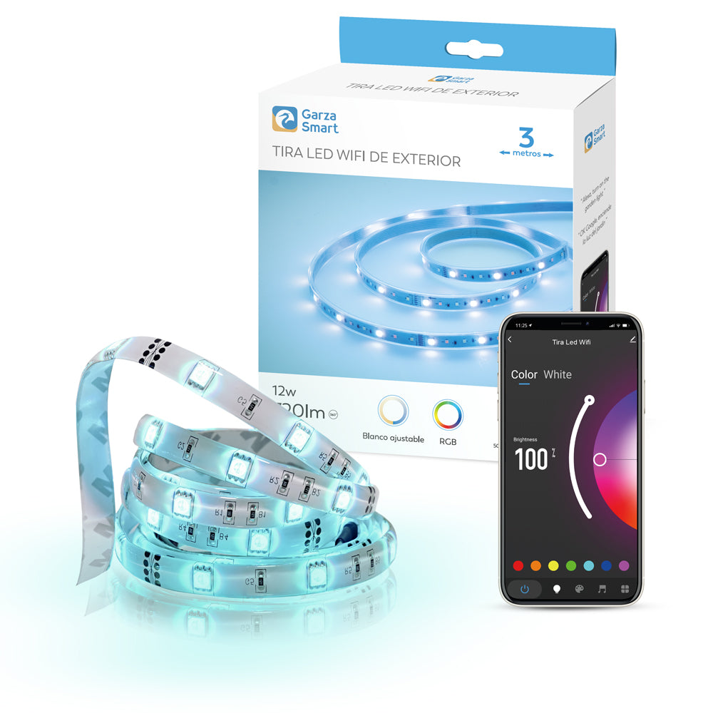 Smarthome - Tira LED Inteligente Wifi 2.4GHz de 3 Metros con Mando, Luz Regulable CCT y Multicolor RGB, Programable, IP67 Impermeable, Control por app y voz Alexa/Google Home