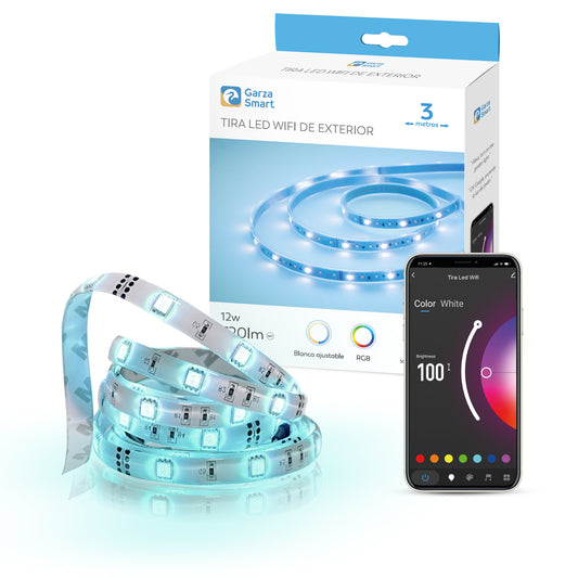 Smarthome - Tira LED Inteligente Wifi 2.4GHz de 3 Metros con Mando, Luz Regulable CCT y Multicolor RGB, Programable, IP67 Impermeable, Control por app y voz Alexa/Google Home