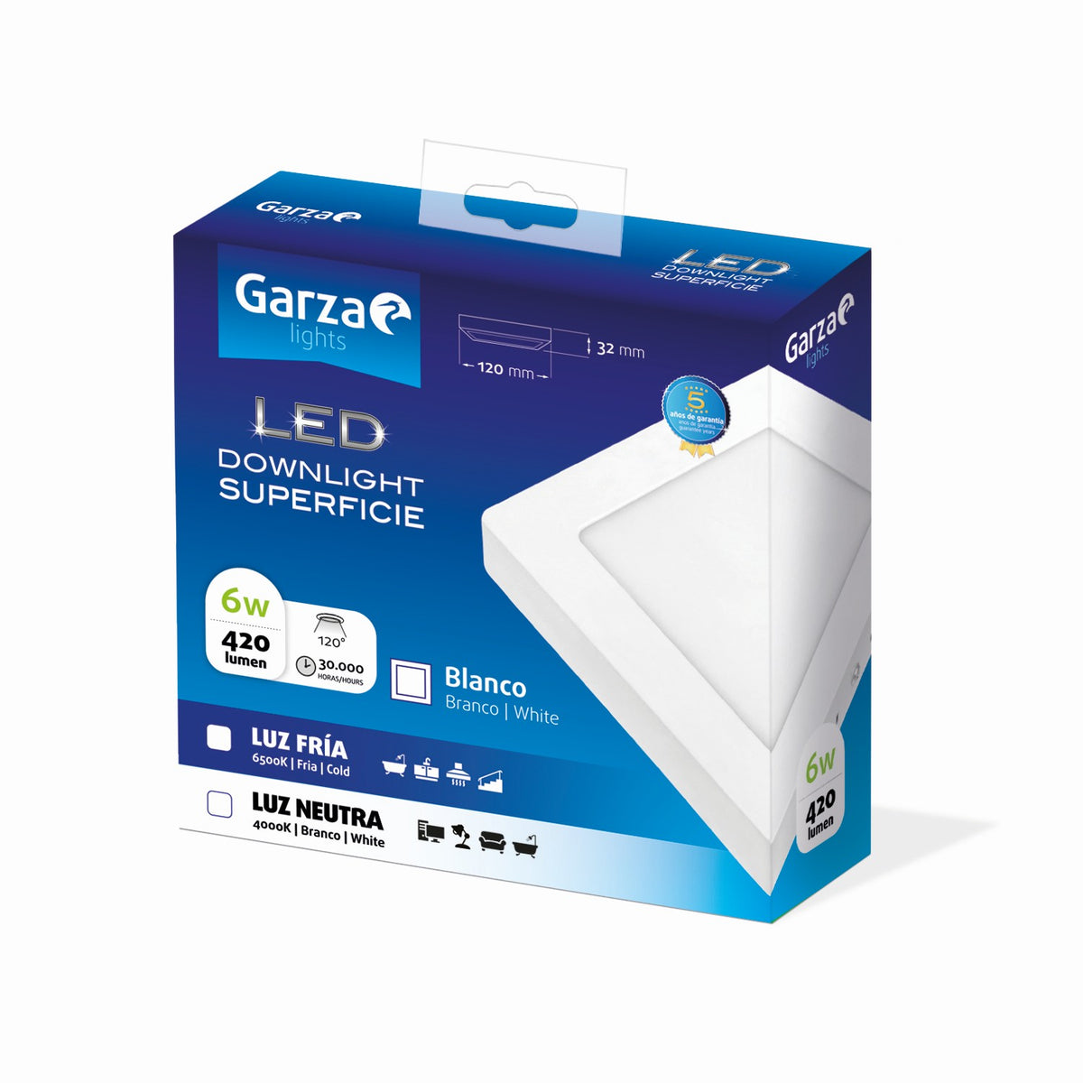 Downlight de Superficie Cuadrado Blanco (2)