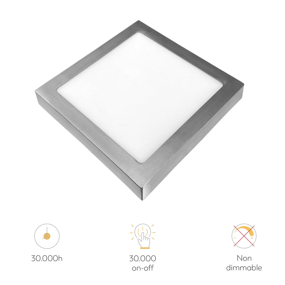 Downlight  Led de Superficie Cuadrado Blanco 225mm, 18W, 1600 lúmenes, 4000K