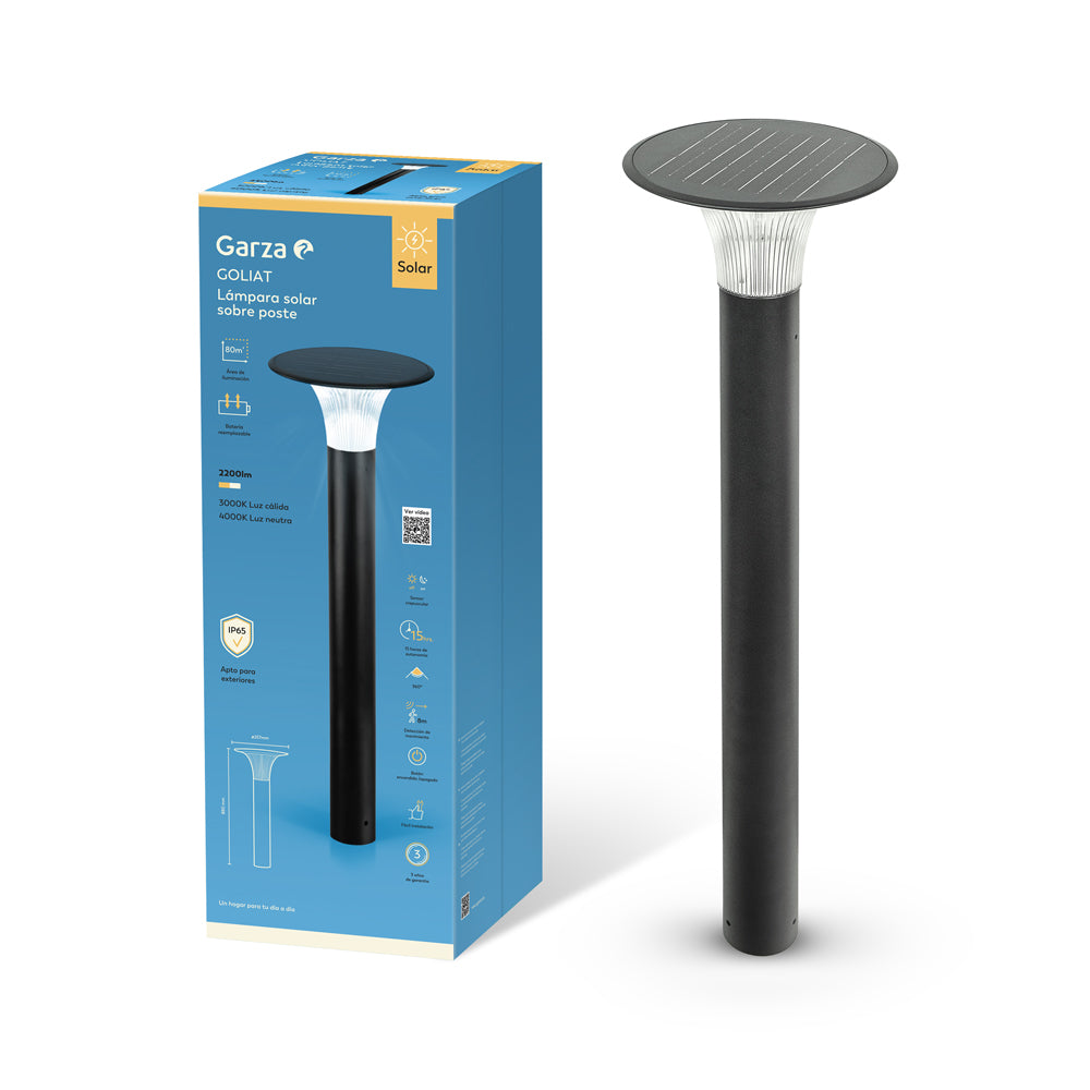 Lámpara solar Poste Golliat  con iluminación exterior 360º  de alta calidad (1)