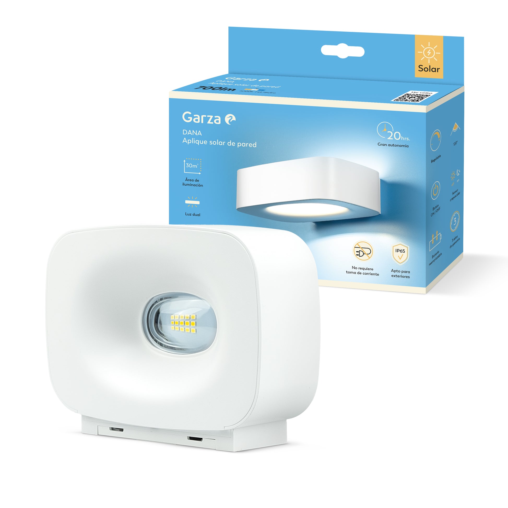 Aplique solar Dana 700lm 40K blanco