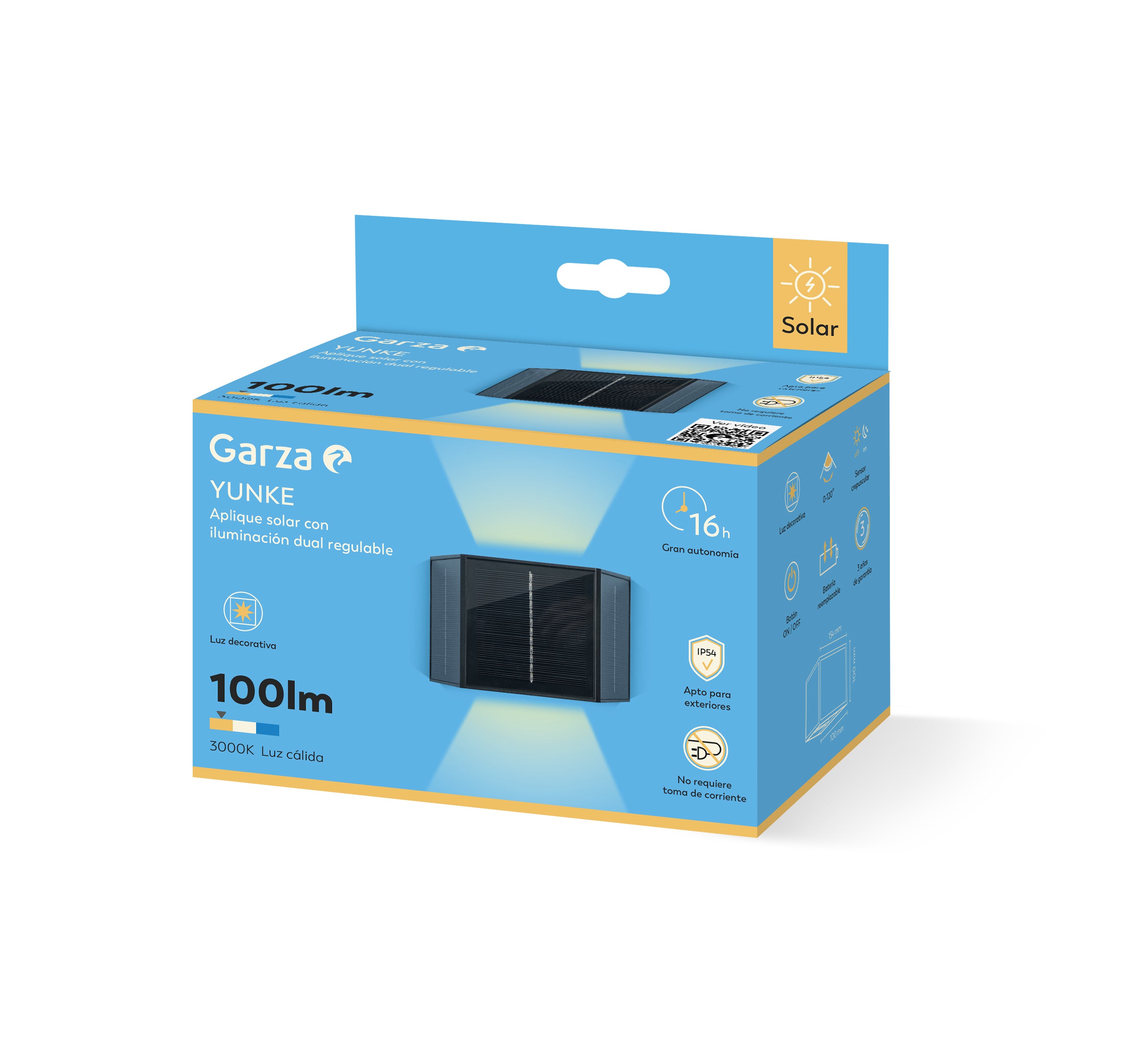 Aplique solar de pared Yunke 100lm 2700K con iluminación dual ajustable