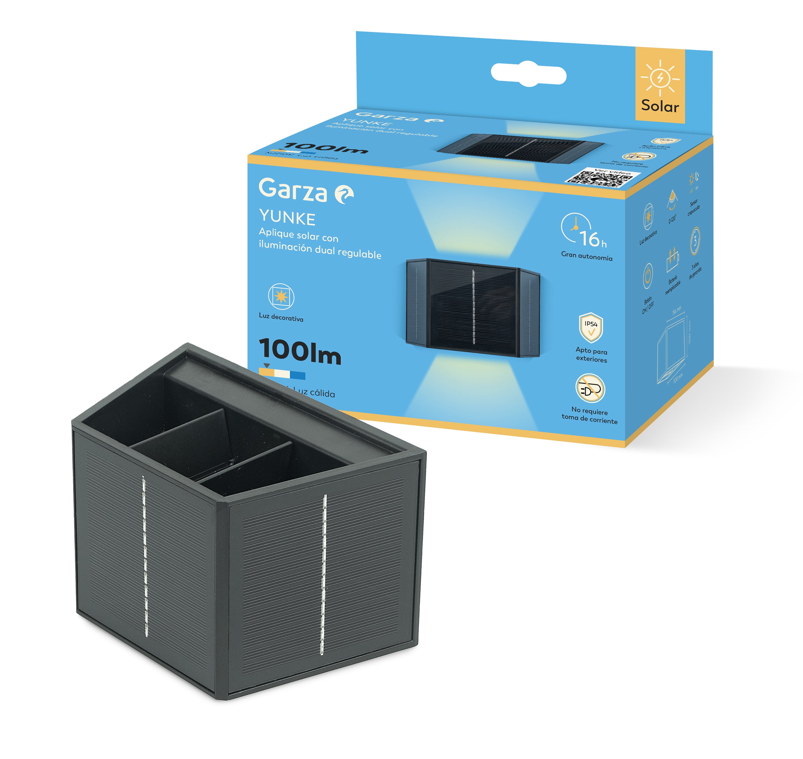 Aplique solar de pared Yunke 100lm 2700K con iluminación dual ajustable