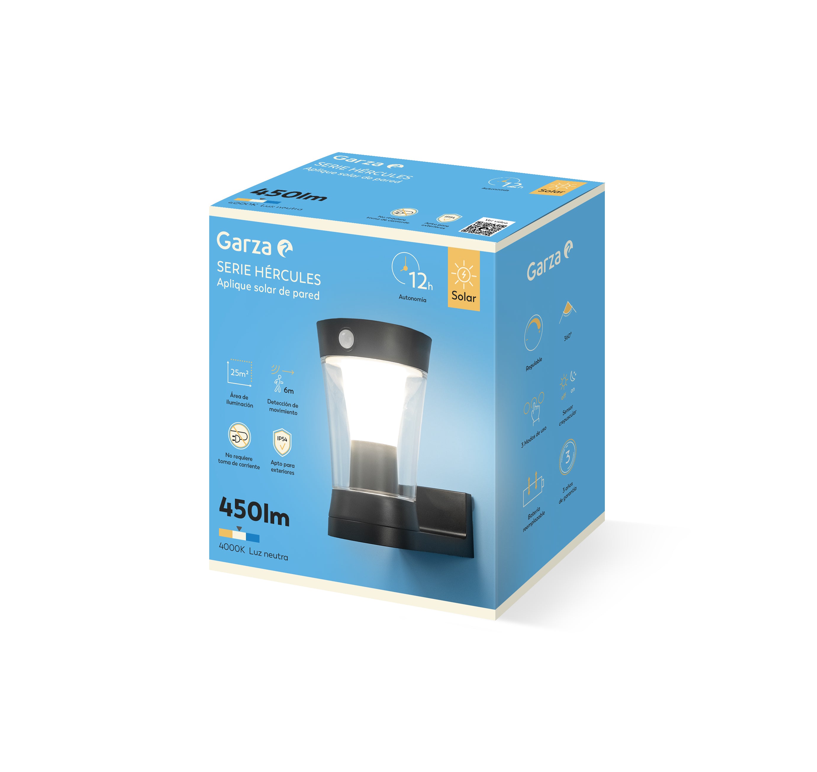 Lámpara de pared con placa solar Hércules