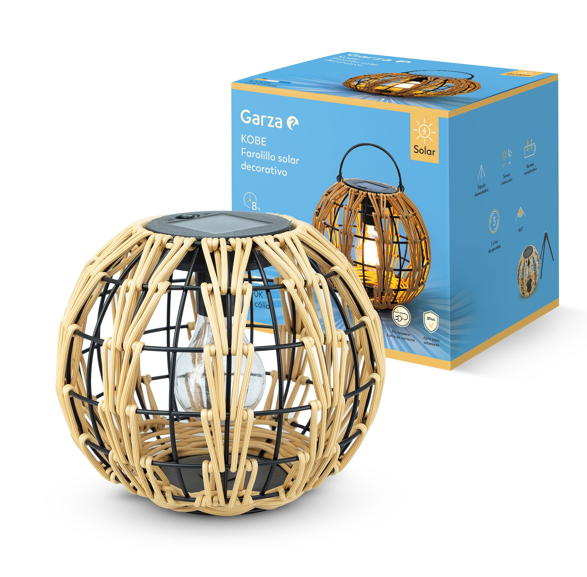Farolillo solar Kobe efecto ratán