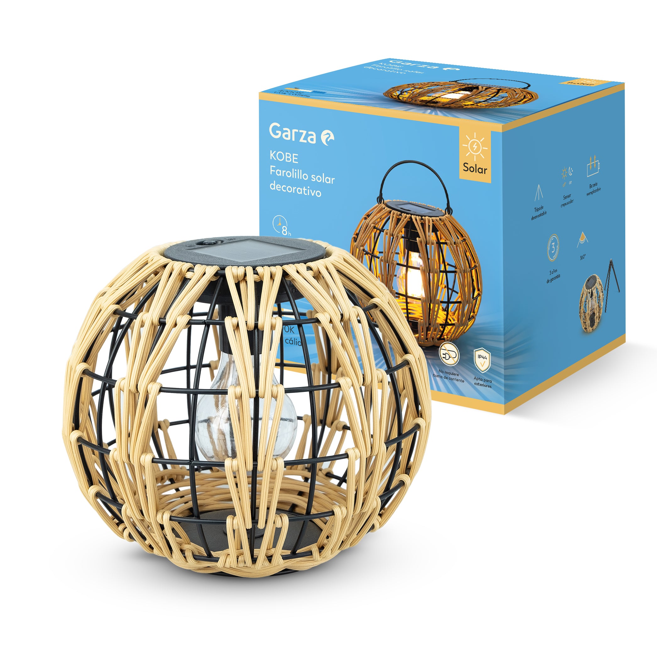 Farolillo solar Kobe efecto ratán