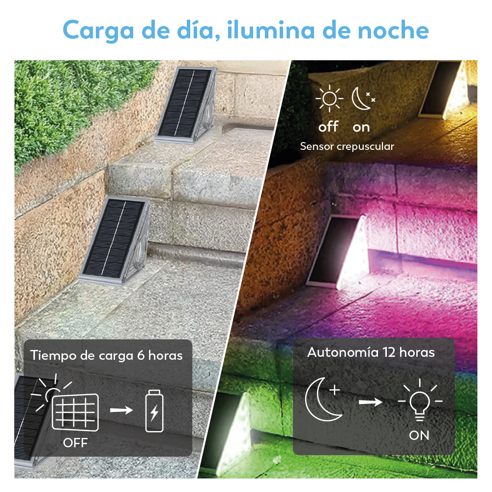 Pack x6 luces para escalera con placa solar (5)