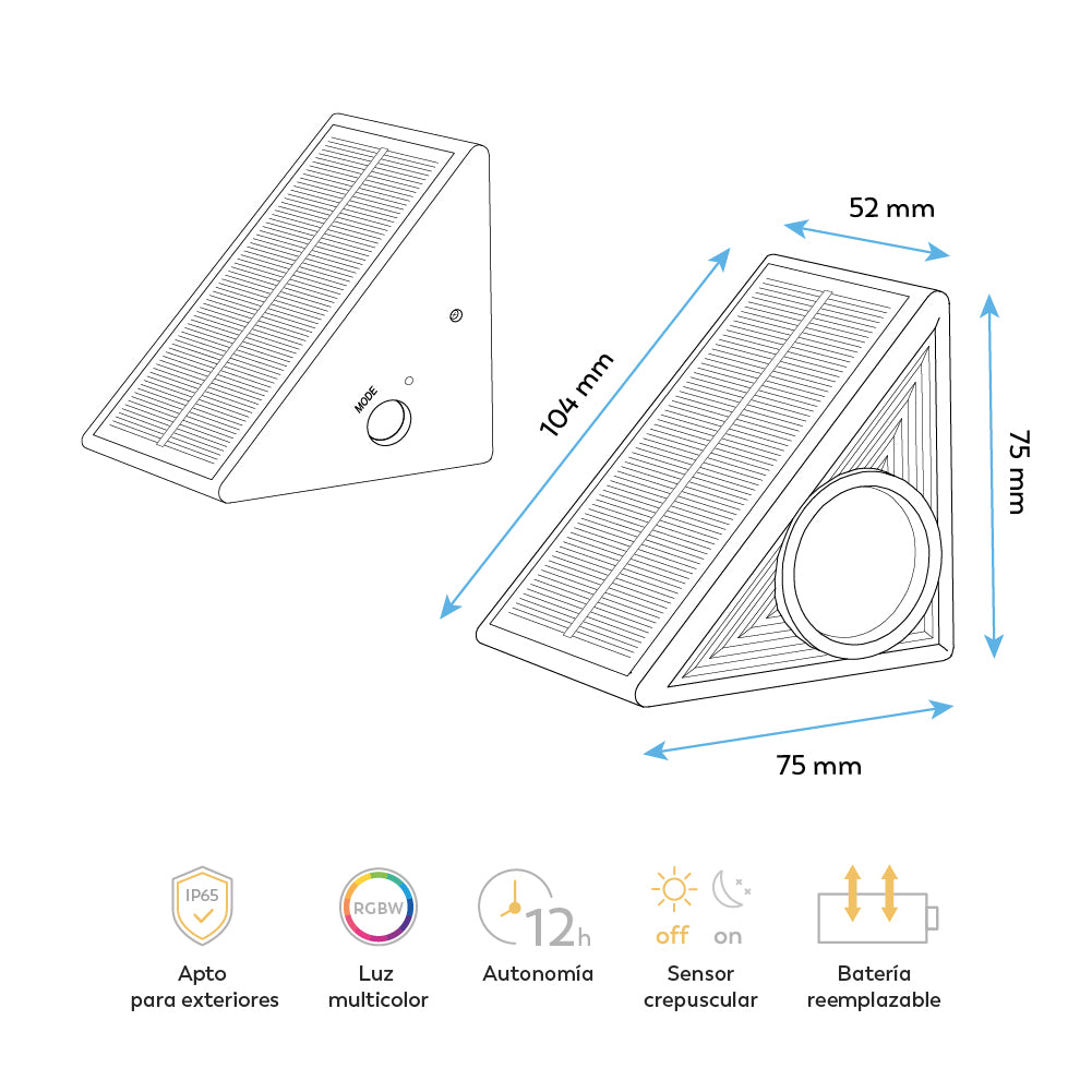Pack x6 luces para escalera con placa solar (9)