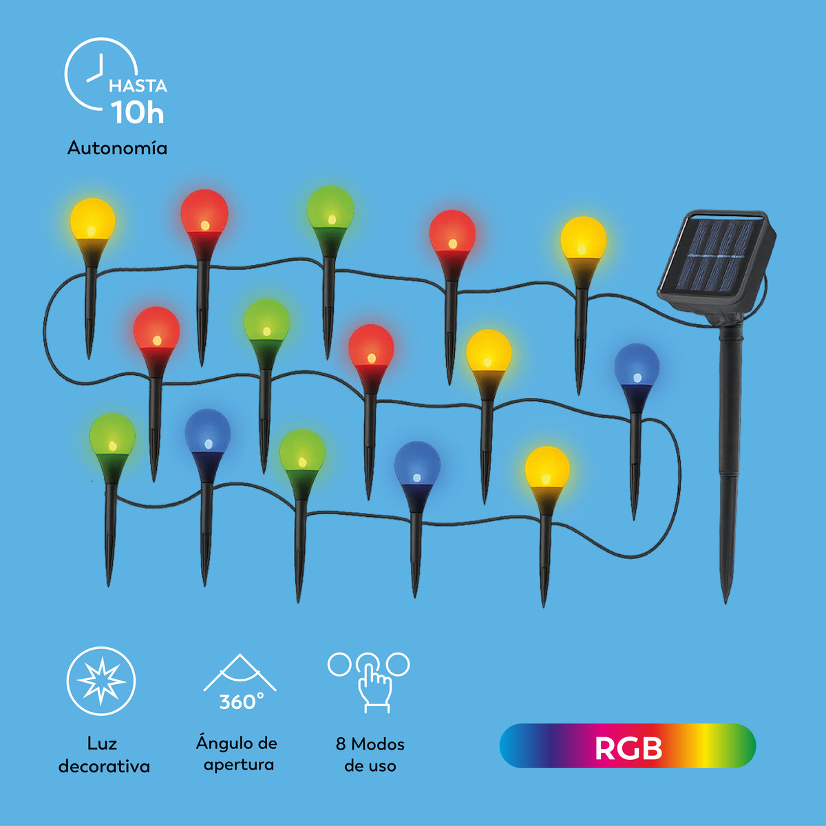 Guirnalda solar Calipso de burbujas multicolor (2)