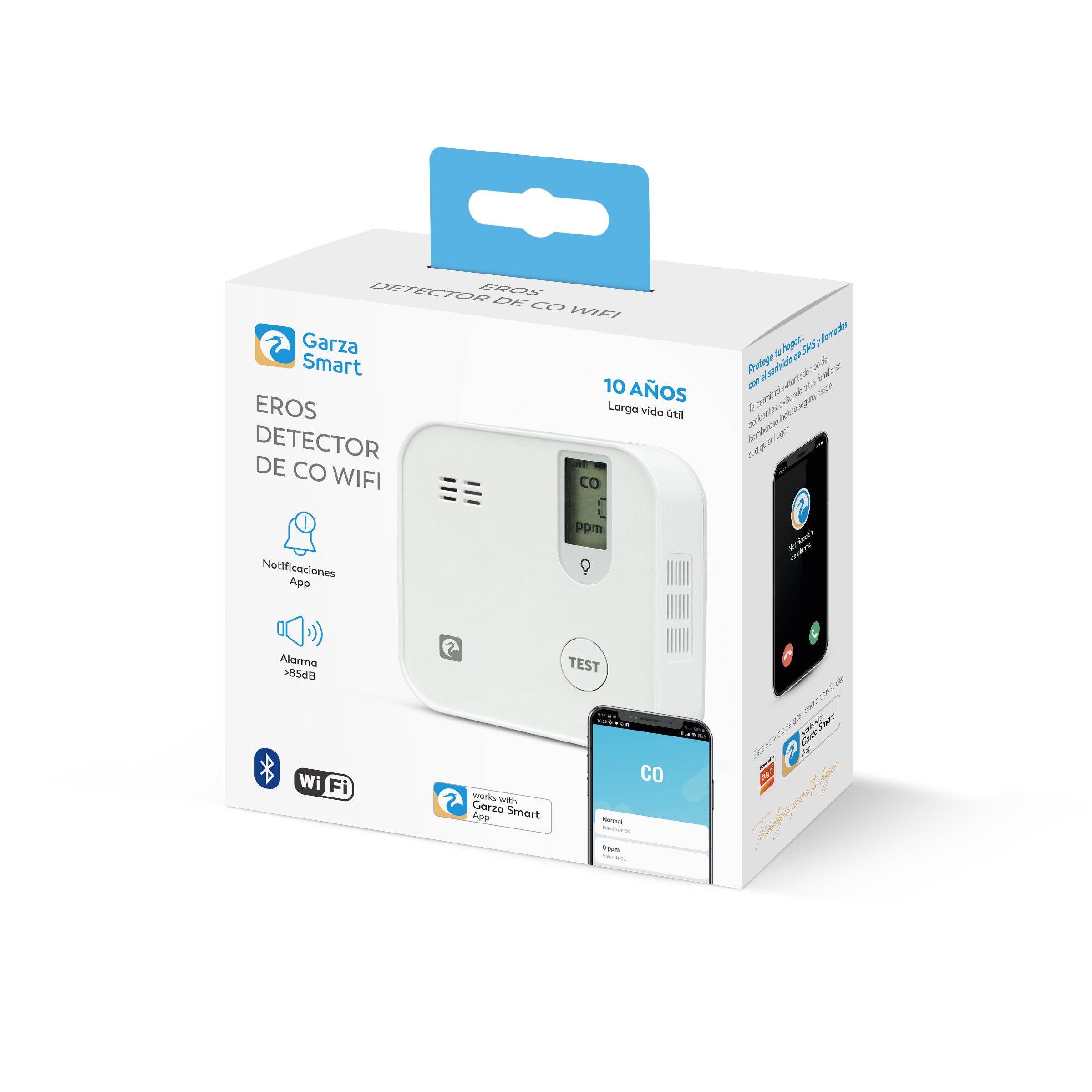 Detector monóxido de carbono wifi Eros 10 años