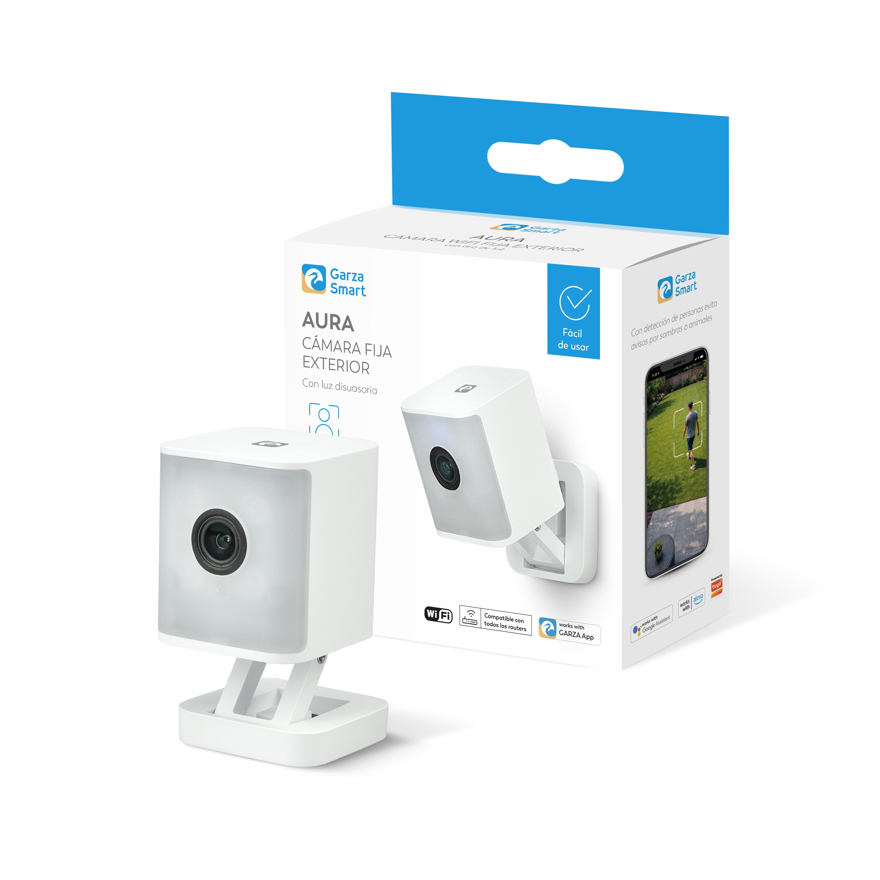 Aura - Cámara de Vigilancia WiFi Exterior con Aro de Luz