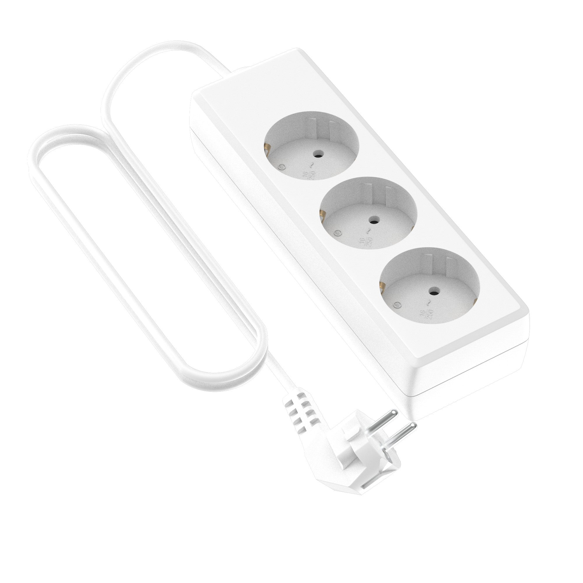 Regleta Basic sin interruptor, 3 tomas, cable de 1.4 metros, 1 ud
