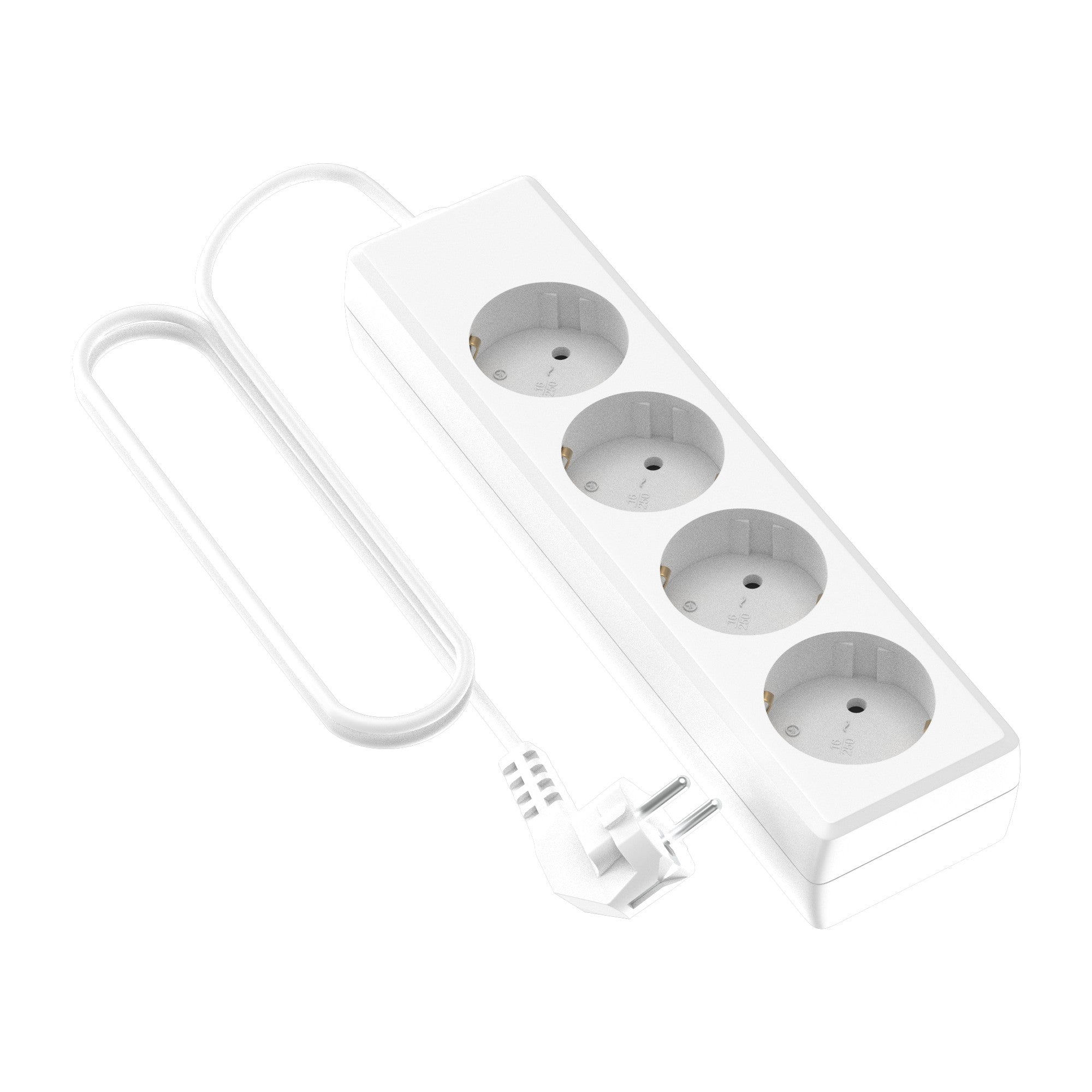 Regleta Basic sin interruptor, 4 tomas, cable de 1.4 metros, 1 ud