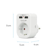 Enchufe adaptador de pared  de 1 toma + 2 USB blanco