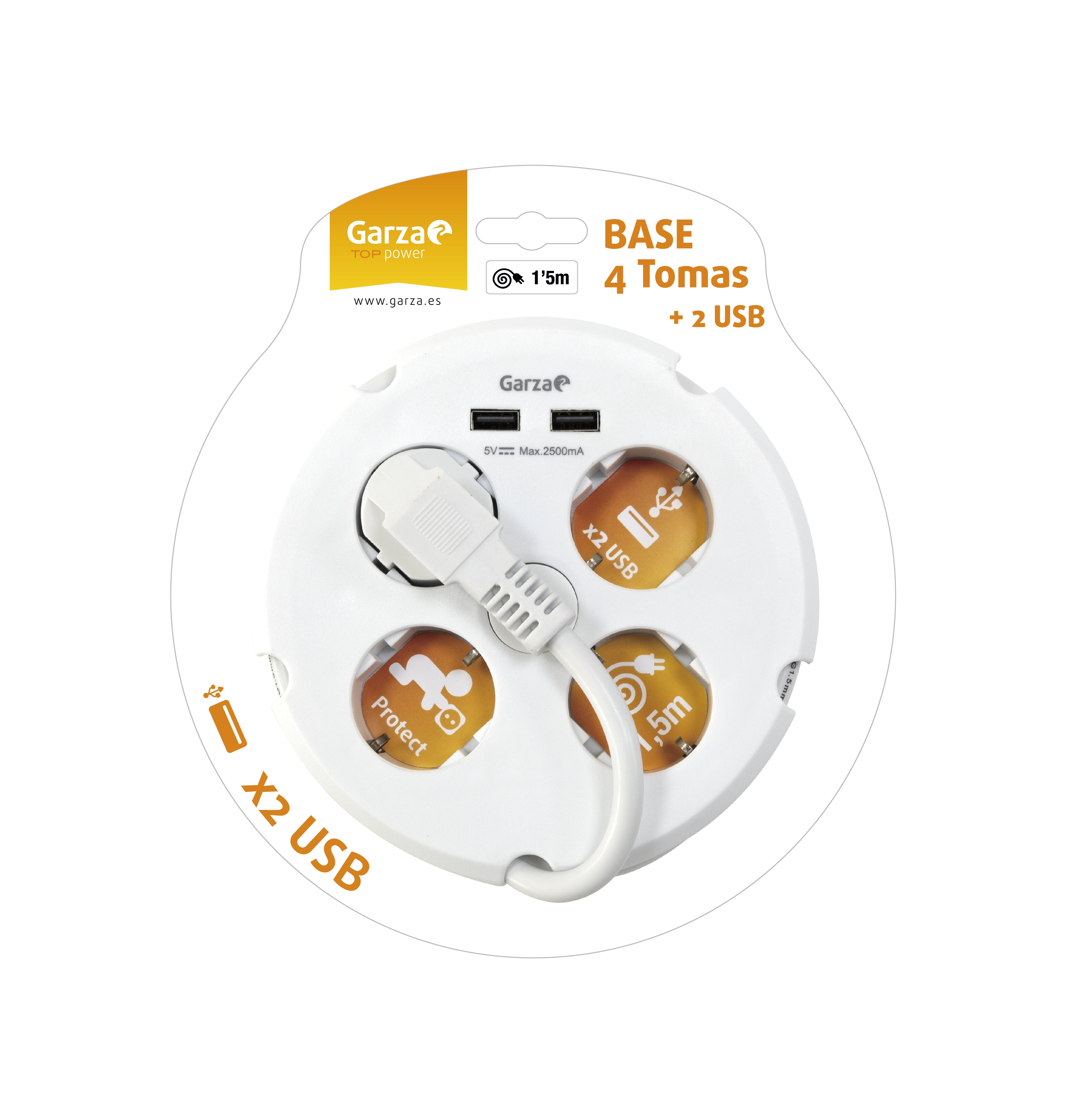 Regleta Circular Con Interruptor Y Usb-A