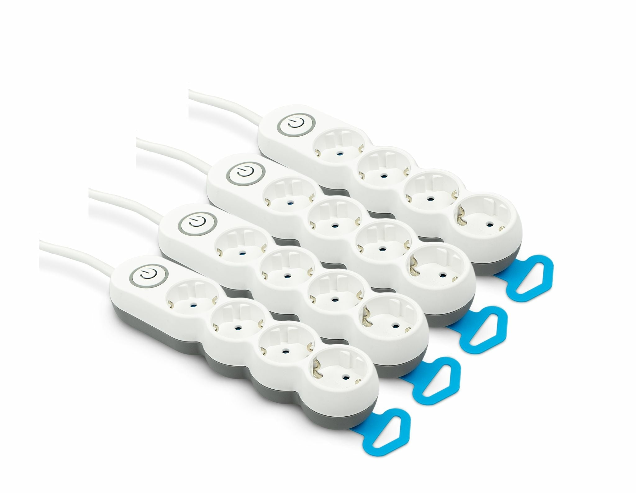 Pack de 4 Regletas  Home Design de enchufe plano con interruptor luminoso  para 4 tomas de 1.5 metros de cable, 1 ud