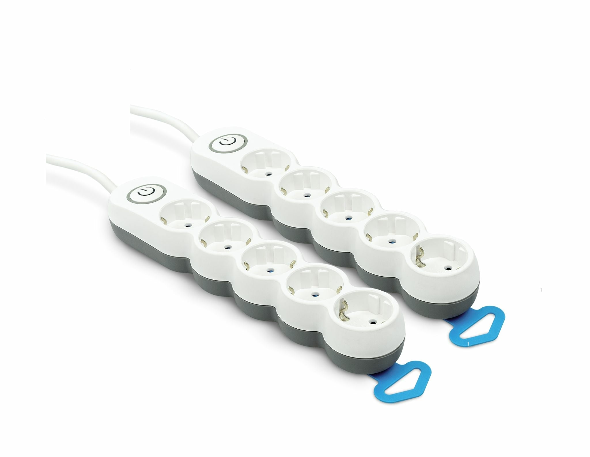 Regleta  Home Design de enchufe plano con interruptor luminoso  para 5 tomas de 1.5 metros de cable, 2 ud