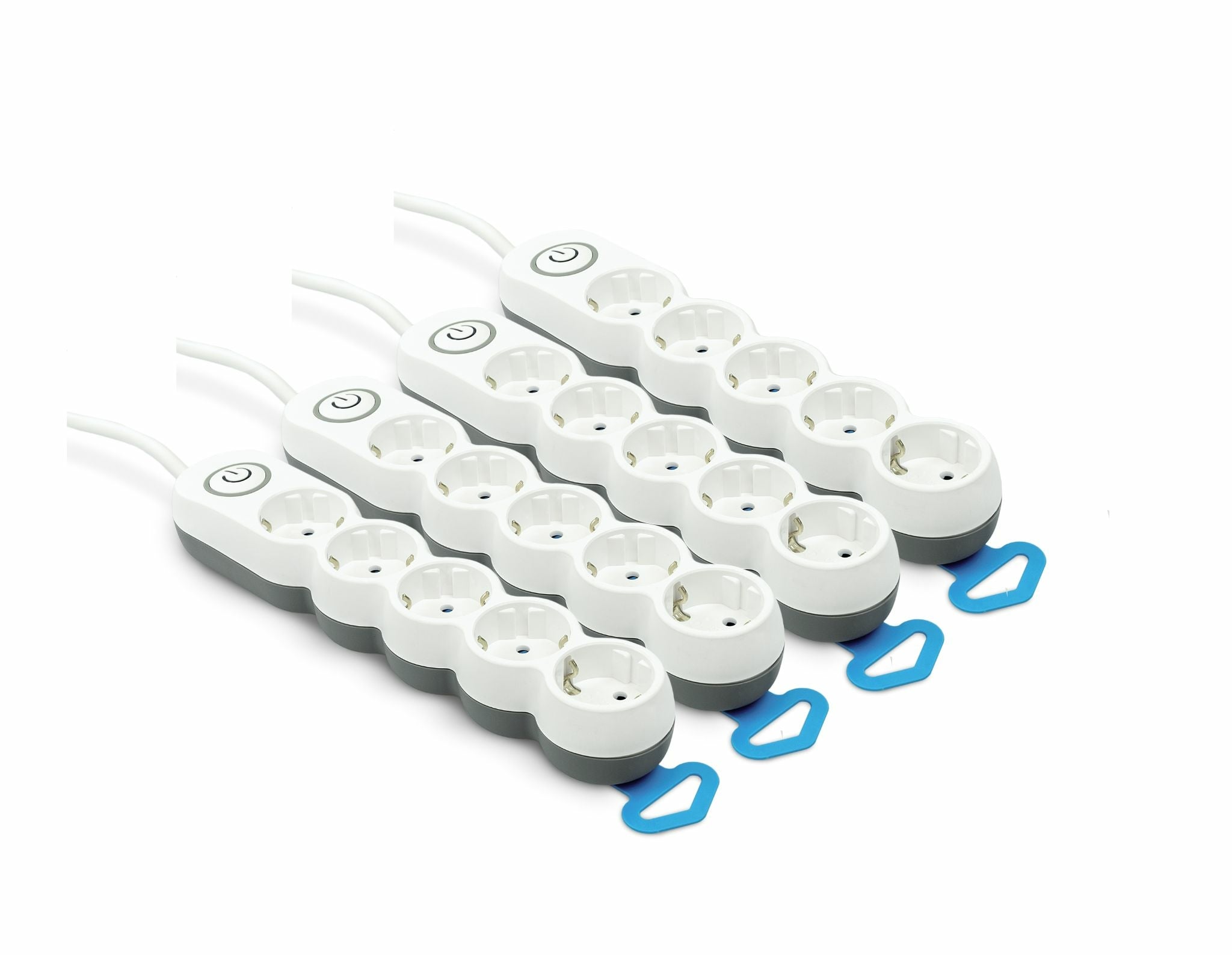 Pack de 4 Regletas  Home Design de enchufe plano con interruptor luminoso  para 5 tomas de 1.5 metros de cable, 1 ud