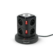 Regleta torre sobremesa con 8 tomas Schuko, 1 USB-A QC3.0 y 2 USB-C carga rápida PD20W
