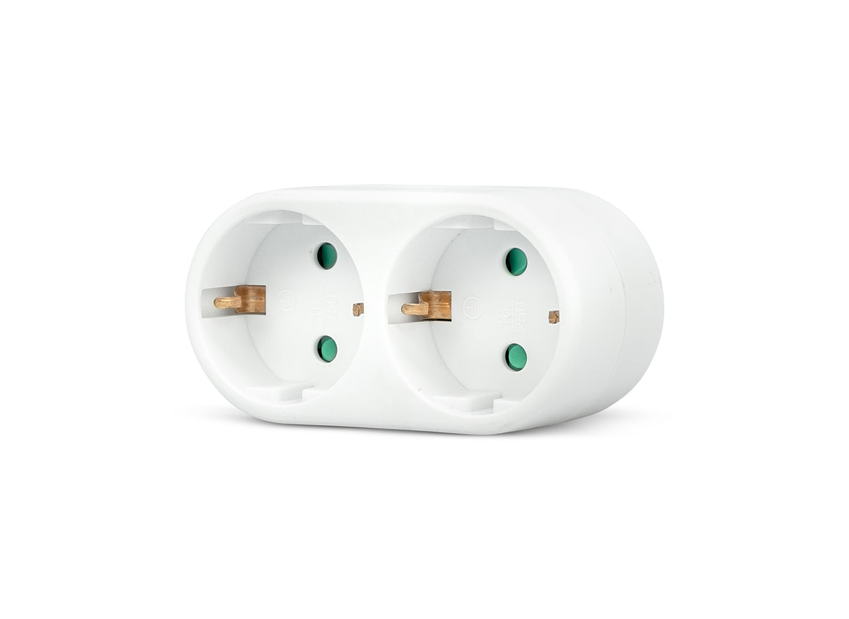 Adaptador De Enchufe De Pared Doble Frontal Schuko