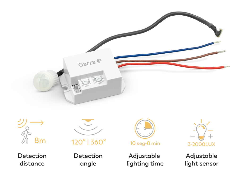 Detector de movimiento infrarrojo  integrable 360º  ,1 ud