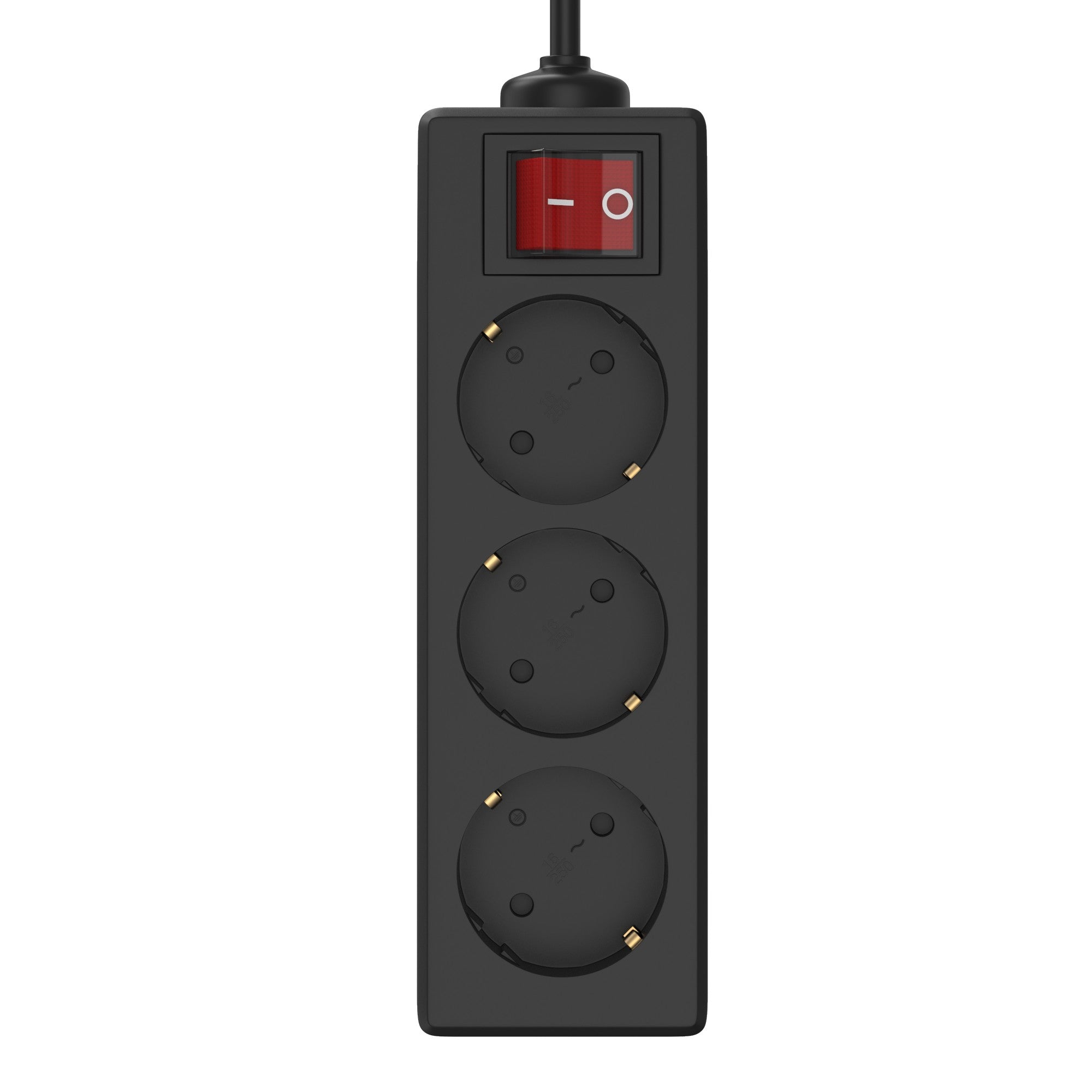 Regleta Basic con interruptor iluminado color negro, 3 tomas, cable de 5 metros, 1ud