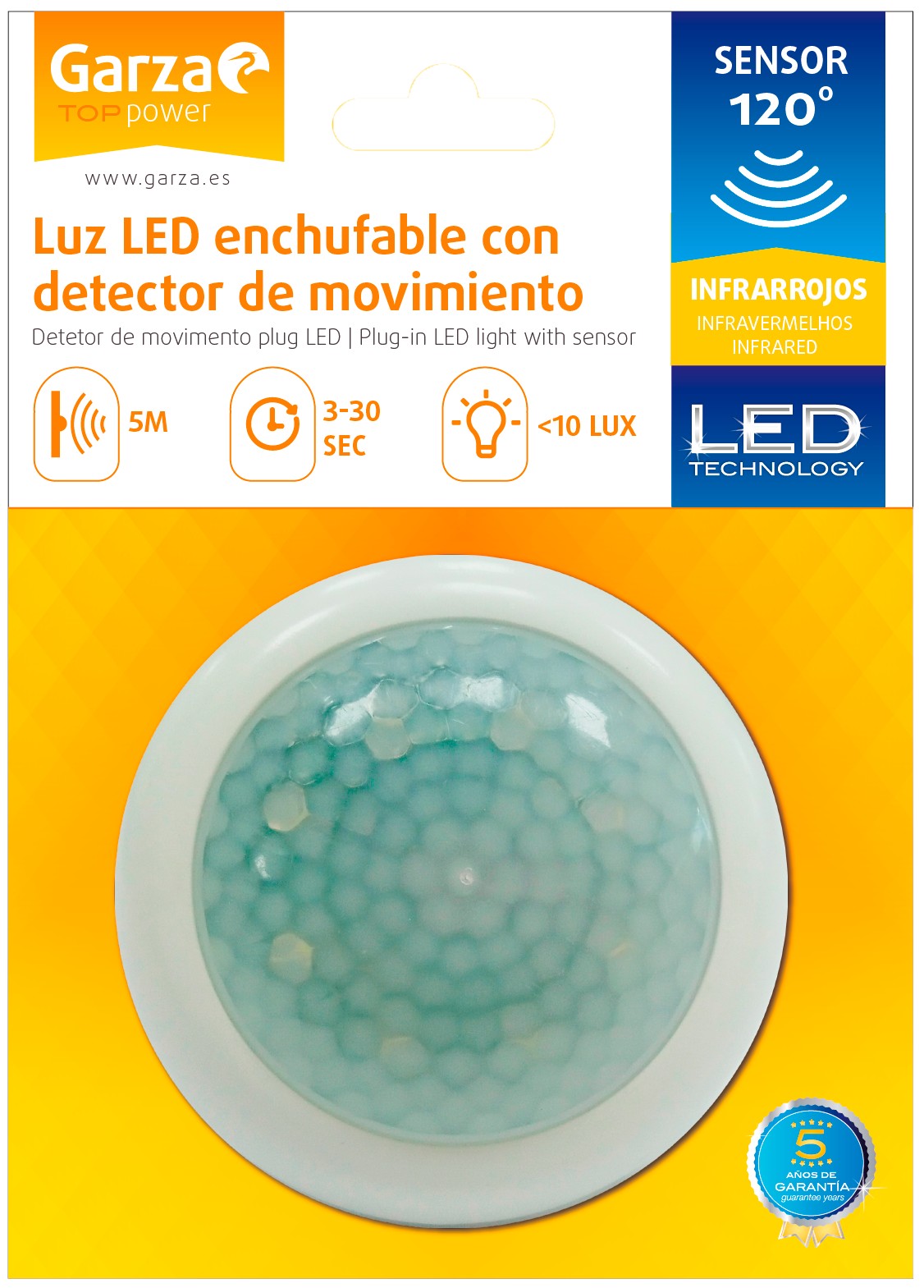 Detector De Movimiento Infrarrojos Enchufable Con Luz Quitamiedos 120º (3)