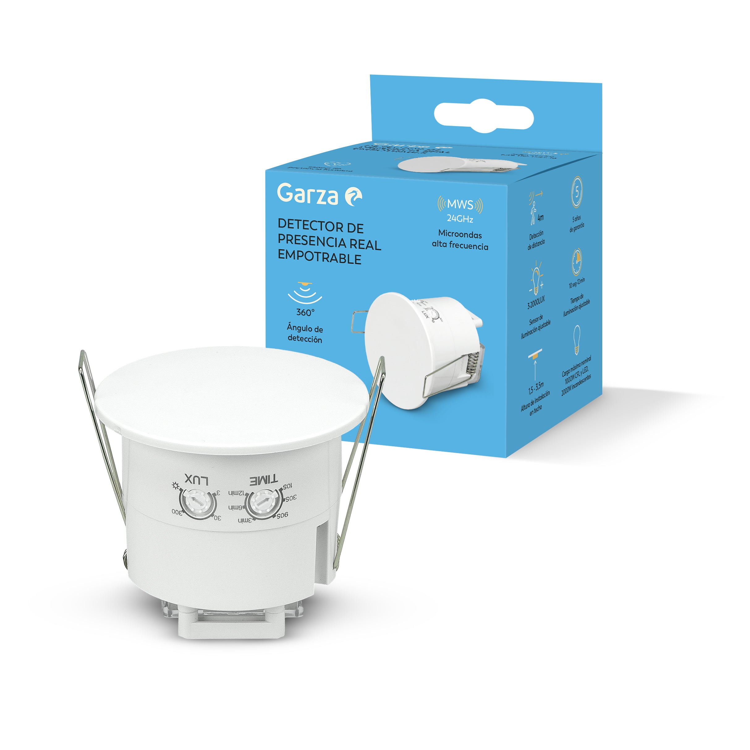 Detector de presencia real empotrable 360º