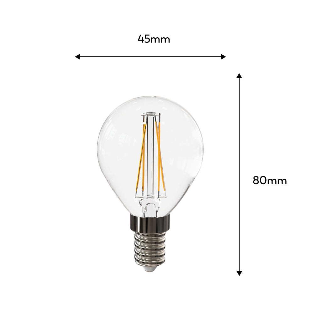 Bombilla Led Filamento Clear Esférica  G45 E14 4W, 470 lúmenes, 2700K