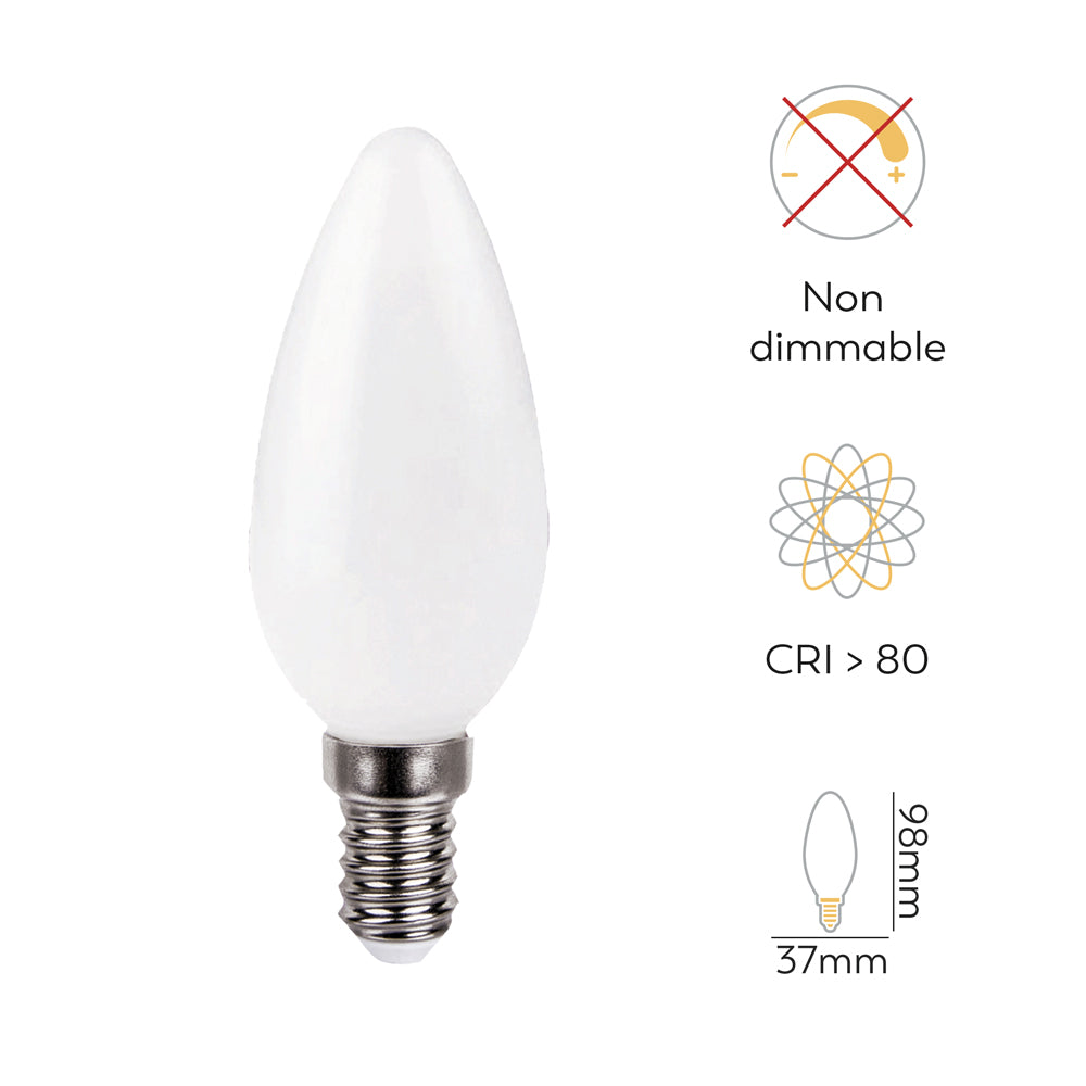 Bombilla LED Filamento Opal Vela, Casquillo E27, Luz cálida (4000K), 3.4W, 810 lúmenes