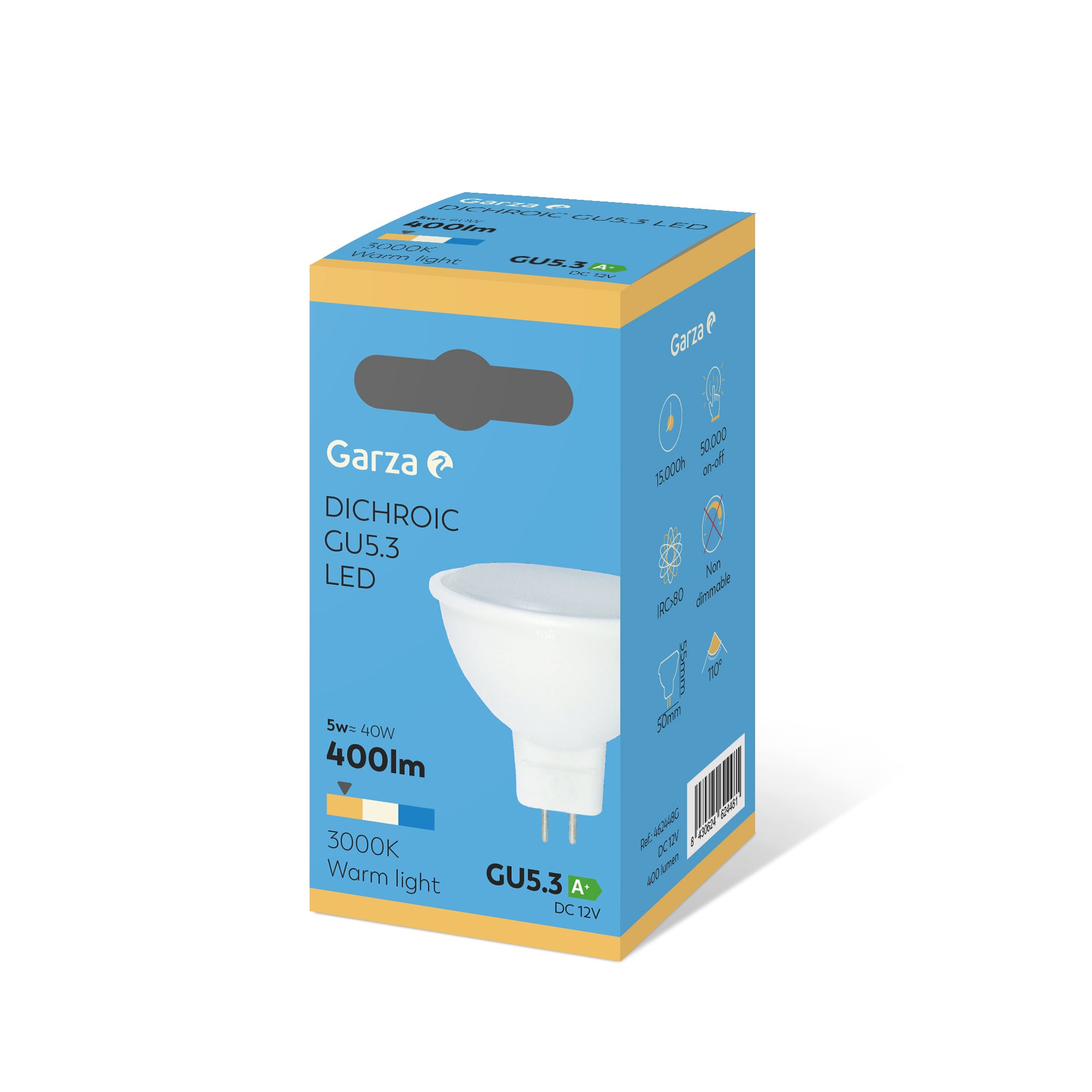 Bombilla Led SMD Dicroica GU5.3 12V 5W 400 lúmenes, 3000K