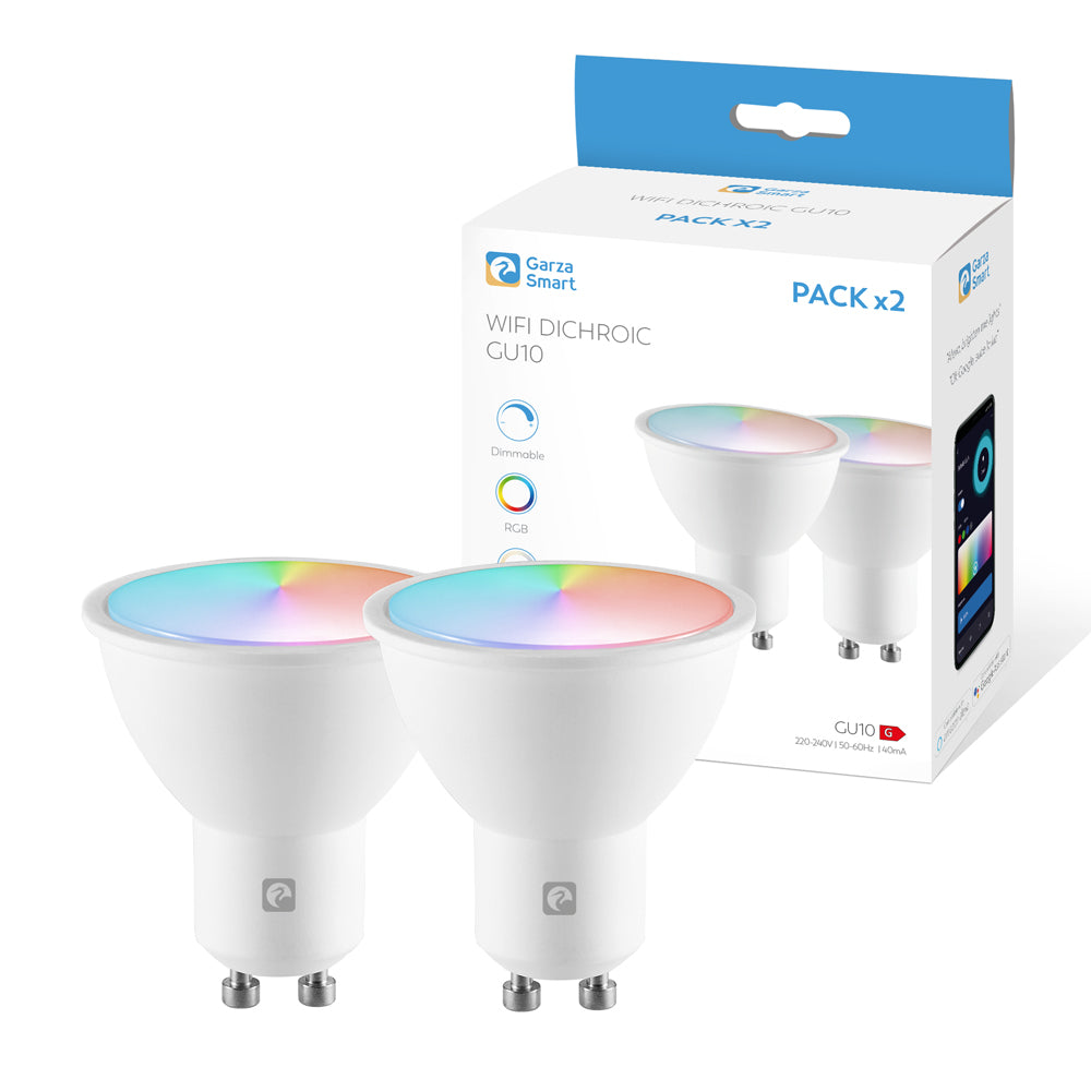 Smarthomilla LED Inteligente Wifi GU10 5W (40W de Equivalencia) RGB+CCT, Intensidad regulable, Programable, Control por Voe -Pack 2 Bombz y App (Alexa/Google Home), Wifi 2,4 GHz