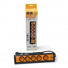 Regleta Profesional Con Interruptor Y Usb-A Negro Naranja