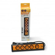 Regleta Profesional Con Interruptor Y Usb-A Negro Naranja