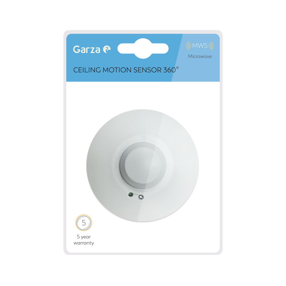 Detector de Movimiento Microondas de Techo, ángulo de Detección 360º, color Blanco