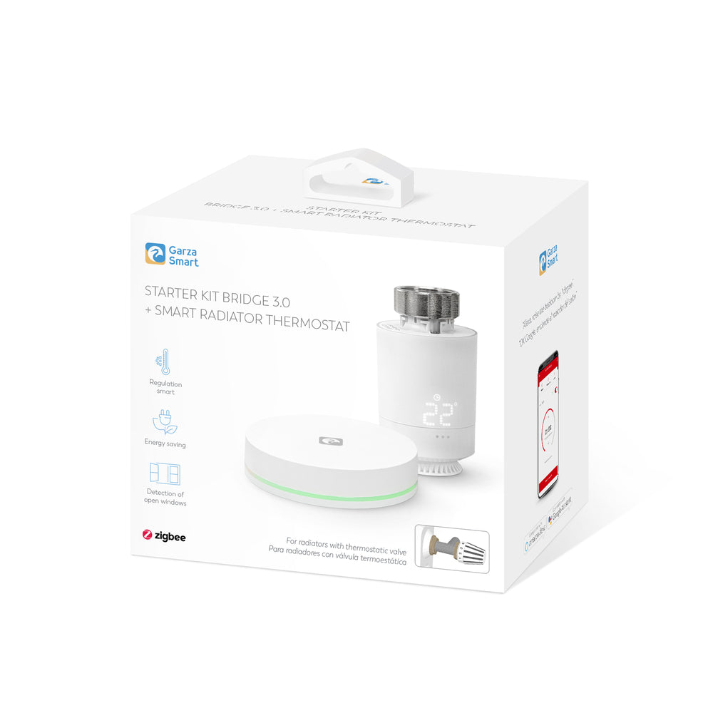 Kit Smart Zigbee formado por Gateway Zigbee 3.0 y Cabezal Termostático para radiadores que dispongan de válvula termostática y su integración en la app  Sm